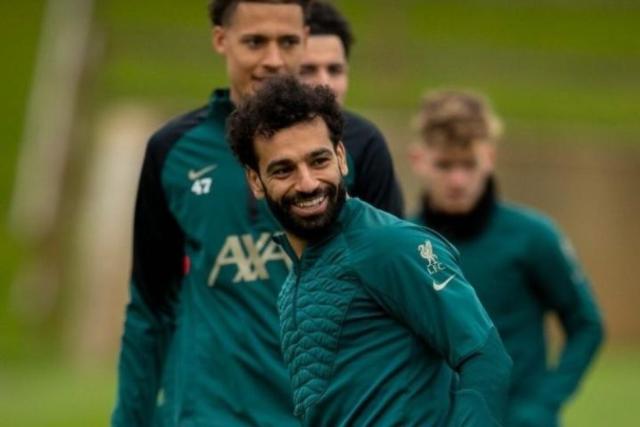 أبتسامة وجدية محمد صلاح في مران ليفربول - صورة أرشيفية
